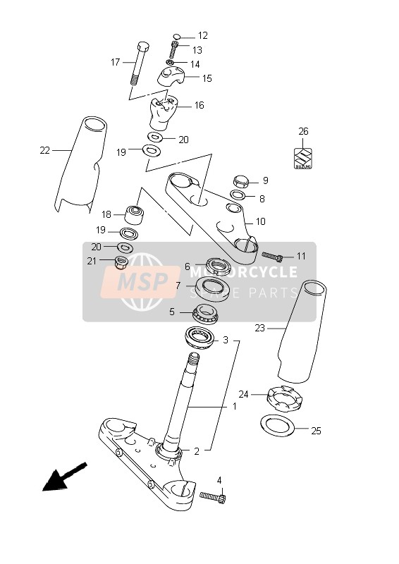 Suzuki C800 (VL800) INTRUDER 2012 Tige de direction (VL800 E19) pour un 2012 Suzuki C800 (VL800) INTRUDER