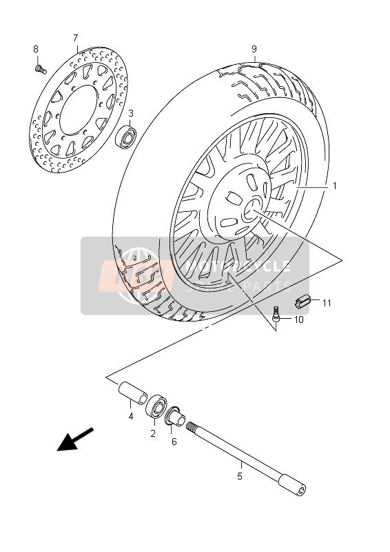 Suzuki C800 (VL800) INTRUDER 2012 Front Wheel (VL800C E02) for a 2012 Suzuki C800 (VL800) INTRUDER