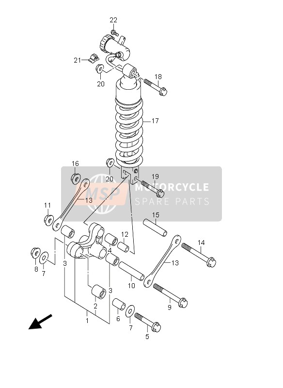 Suzuki DL650 V-STROM 2006 Achterste kussenhendel voor een 2006 Suzuki DL650 V-STROM