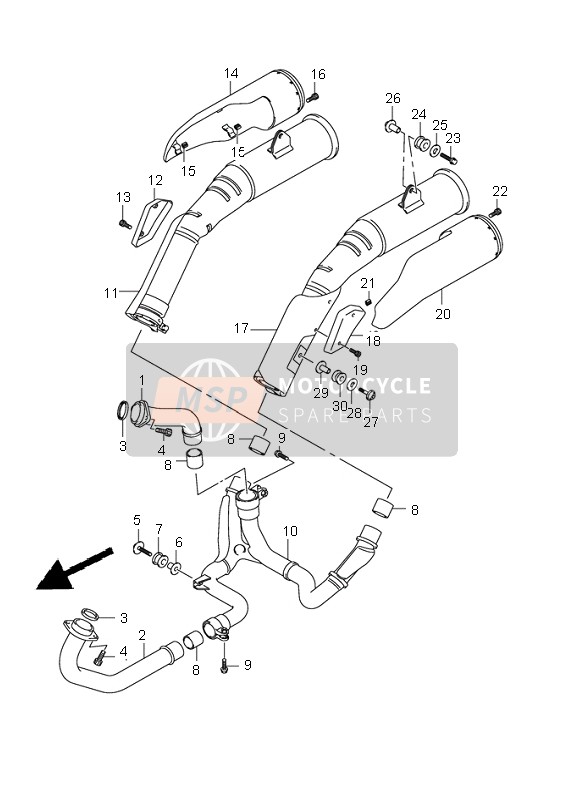 Suzuki DL1000 V-STROM 2006 Silencieux pour un 2006 Suzuki DL1000 V-STROM