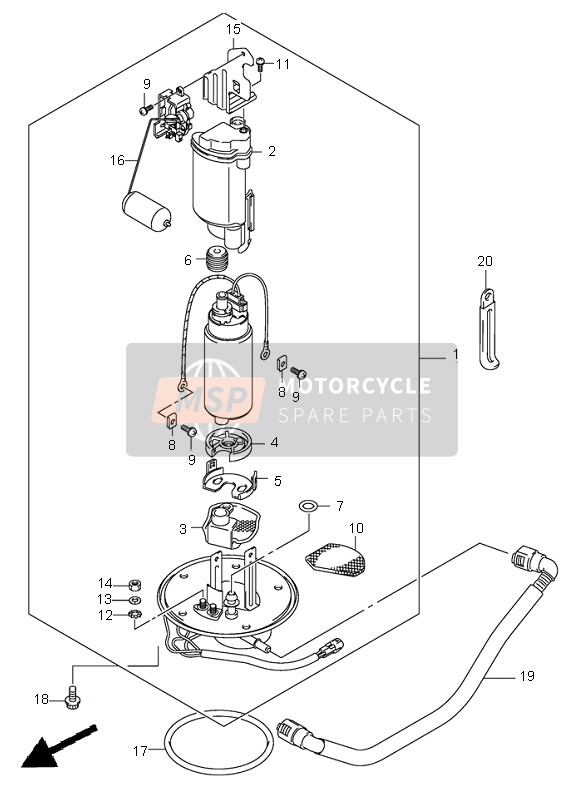 Suzuki DL1000 V-STROM 2006 Benzine pomp voor een 2006 Suzuki DL1000 V-STROM