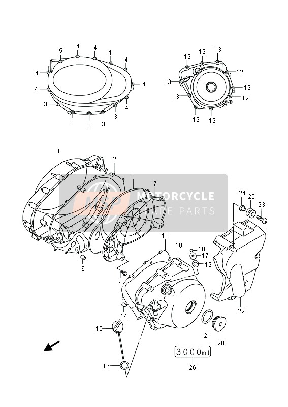 Suzuki C1500T (VL1500) INTRUDER 2013 Crankcase Cover for a 2013 Suzuki C1500T (VL1500) INTRUDER