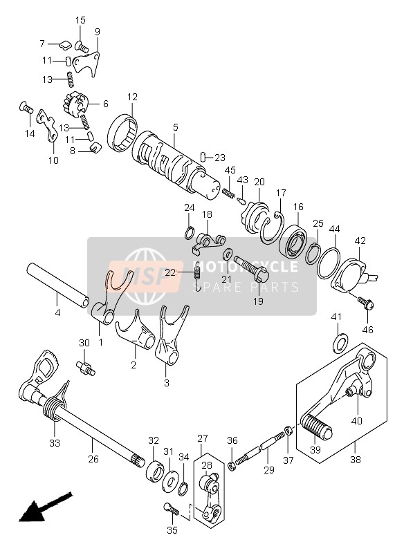 Suzuki GSF650(N)(S)(NA)(SA) BANDIT 2006 Cambio de marchas para un 2006 Suzuki GSF650(N)(S)(NA)(SA) BANDIT