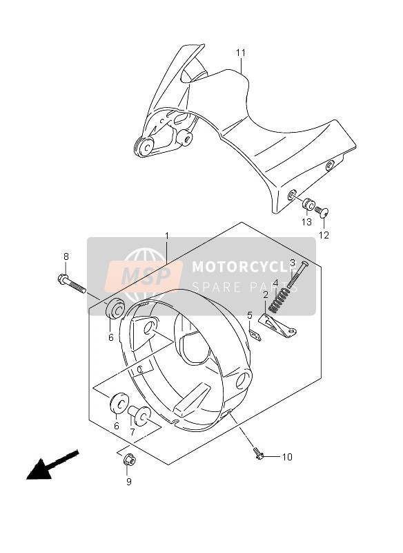 Suzuki GSF650(N)(S)(NA)(SA) BANDIT 2006 Headlamp Housing (GSF650-A) for a 2006 Suzuki GSF650(N)(S)(NA)(SA) BANDIT