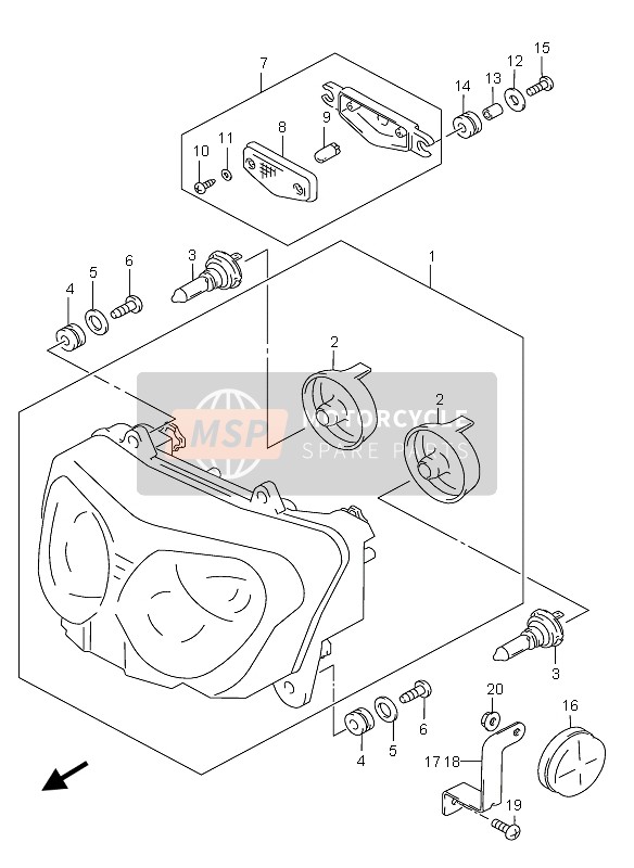 Suzuki GSX750F 2006 Headlamp (E24) for a 2006 Suzuki GSX750F