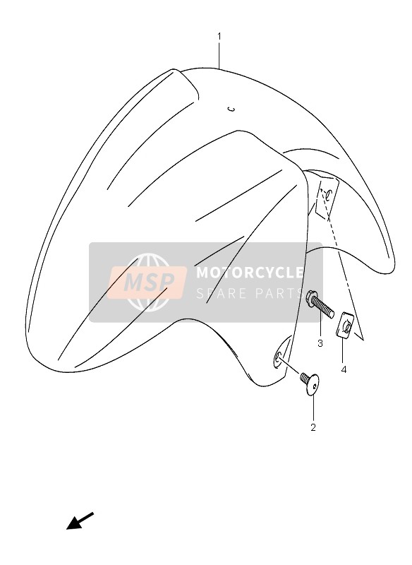 Suzuki GSX750F 2006 Parafango anteriore per un 2006 Suzuki GSX750F