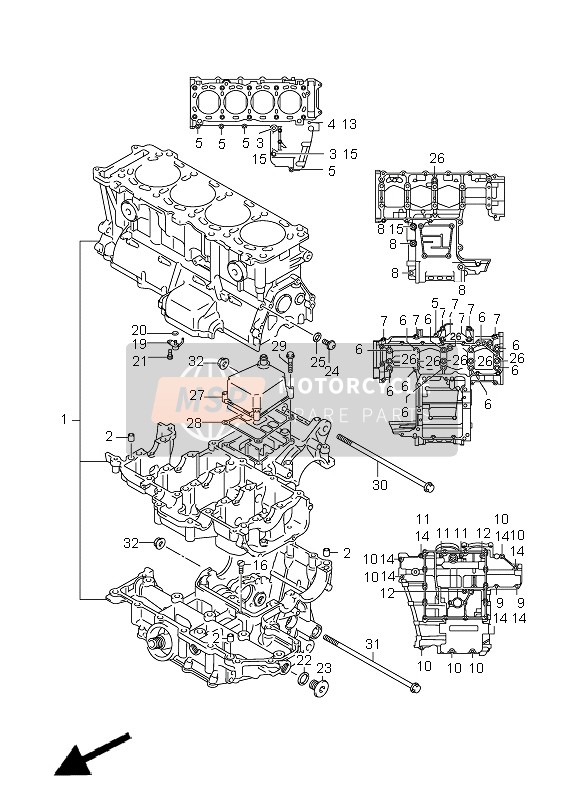 Suzuki GSX-R1000 2006 Crankcase for a 2006 Suzuki GSX-R1000