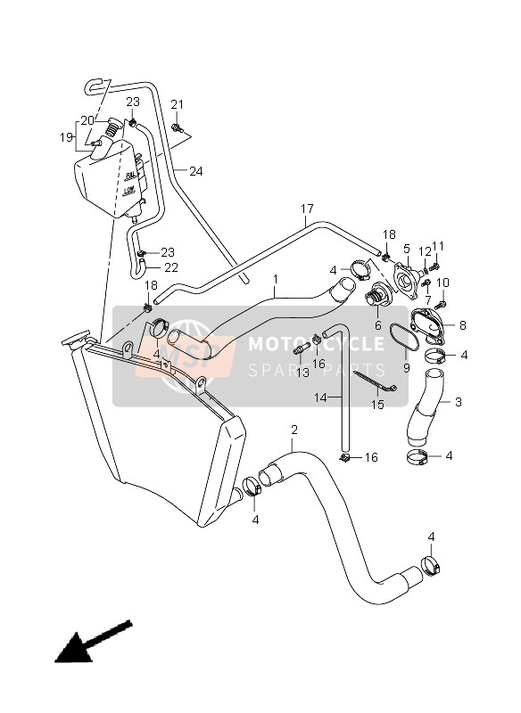 Suzuki GSX-R1000 2006 Radiator Hose for a 2006 Suzuki GSX-R1000