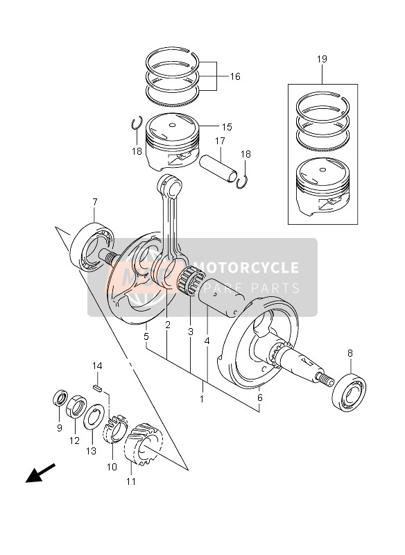 Suzuki GZ125 MARAUDER 2006 Vilebrequin pour un 2006 Suzuki GZ125 MARAUDER