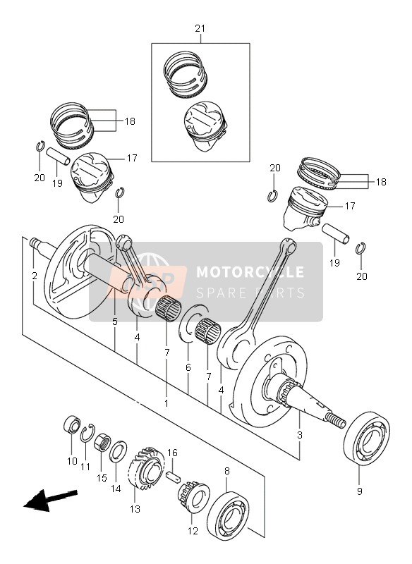 Suzuki VL125 INTRUDER 2000 Crankshaft for a 2000 Suzuki VL125 INTRUDER