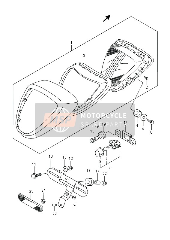 Suzuki C1500T (VL1500) INTRUDER 2013 Lampe combinée arrière (VL1500T E19) pour un 2013 Suzuki C1500T (VL1500) INTRUDER