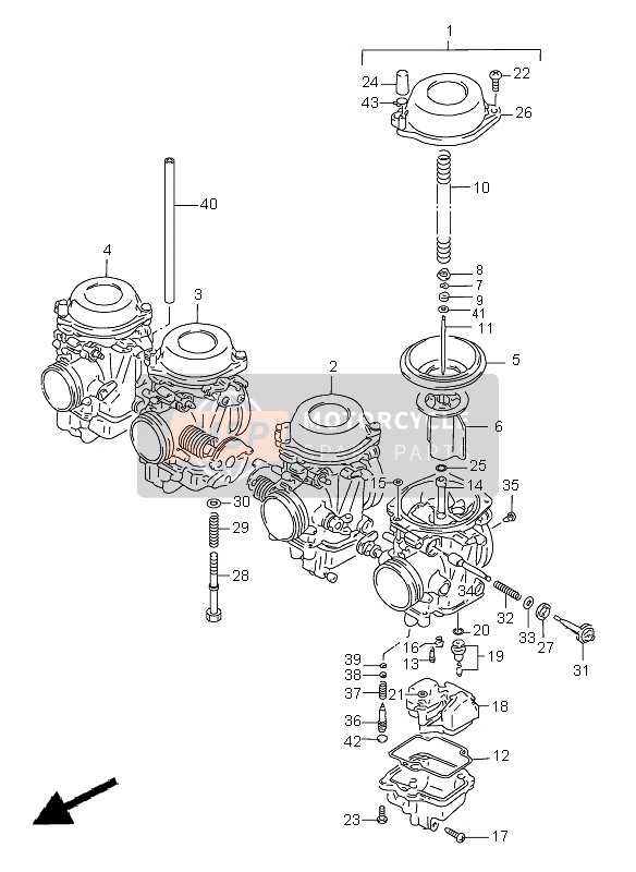 Suzuki GSF1200(N)(S)(SA) BANDIT 1998 Carburatore per un 1998 Suzuki GSF1200(N)(S)(SA) BANDIT