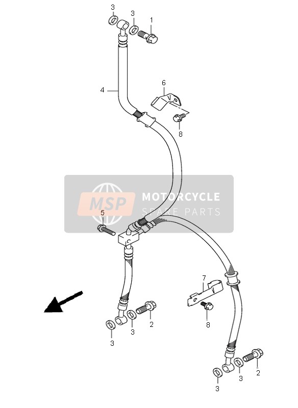 Suzuki SV650(N)(S) 2006 Voorremslang voor een 2006 Suzuki SV650(N)(S)