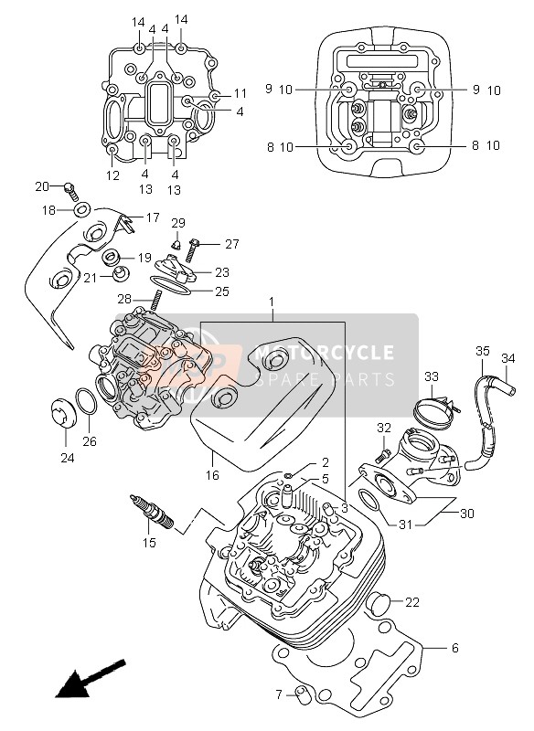 Suzuki VL125 INTRUDER 2006 Culasse (De face) pour un 2006 Suzuki VL125 INTRUDER