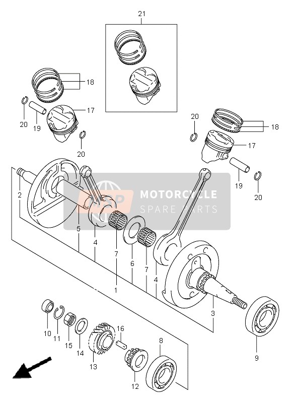 Suzuki VL125 INTRUDER 2006 Crankshaft for a 2006 Suzuki VL125 INTRUDER