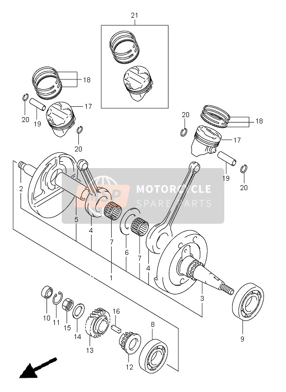 Suzuki VL250 INTRUDER 2006 Crankshaft for a 2006 Suzuki VL250 INTRUDER