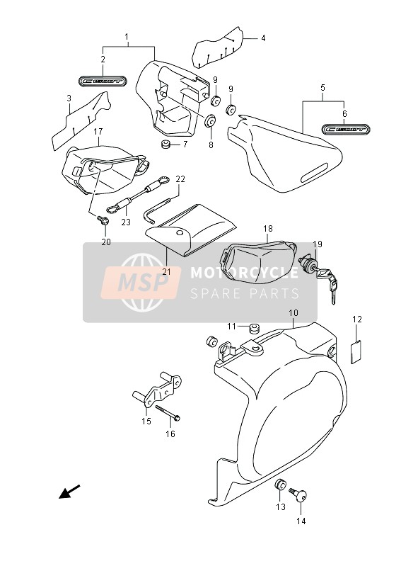 Suzuki C1500T (VL1500) INTRUDER 2013 Couverture de cadre (VL1500T E19) pour un 2013 Suzuki C1500T (VL1500) INTRUDER