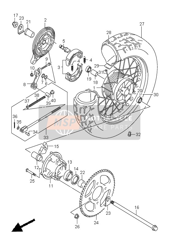 Suzuki VL250 INTRUDER 2006 Roue arrière pour un 2006 Suzuki VL250 INTRUDER