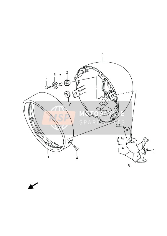 Suzuki C1500T (VL1500) INTRUDER 2013 Headlamp Housing for a 2013 Suzuki C1500T (VL1500) INTRUDER