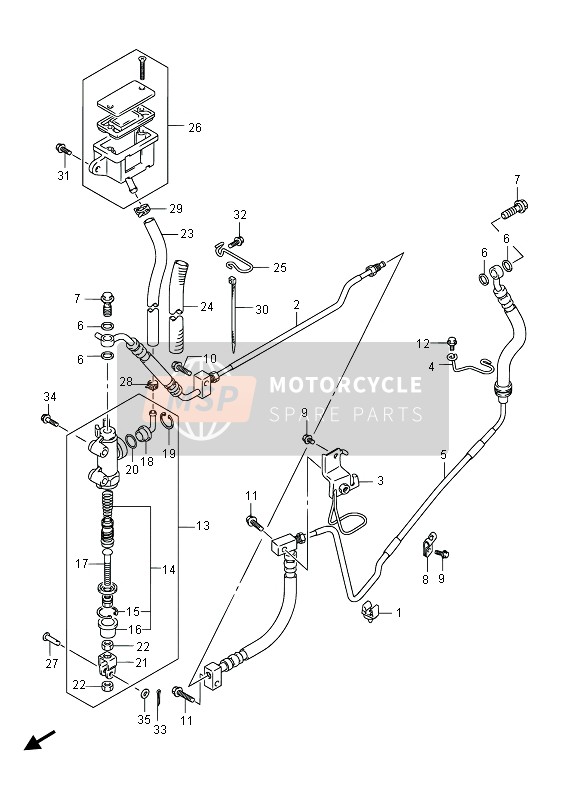 Suzuki C1500T (VL1500) INTRUDER 2013 Maître-cylindre arrière pour un 2013 Suzuki C1500T (VL1500) INTRUDER