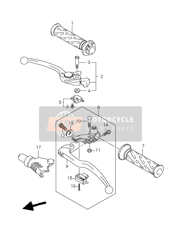 Suzuki GSR600(A) 2007 Palanca de la manija para un 2007 Suzuki GSR600(A)