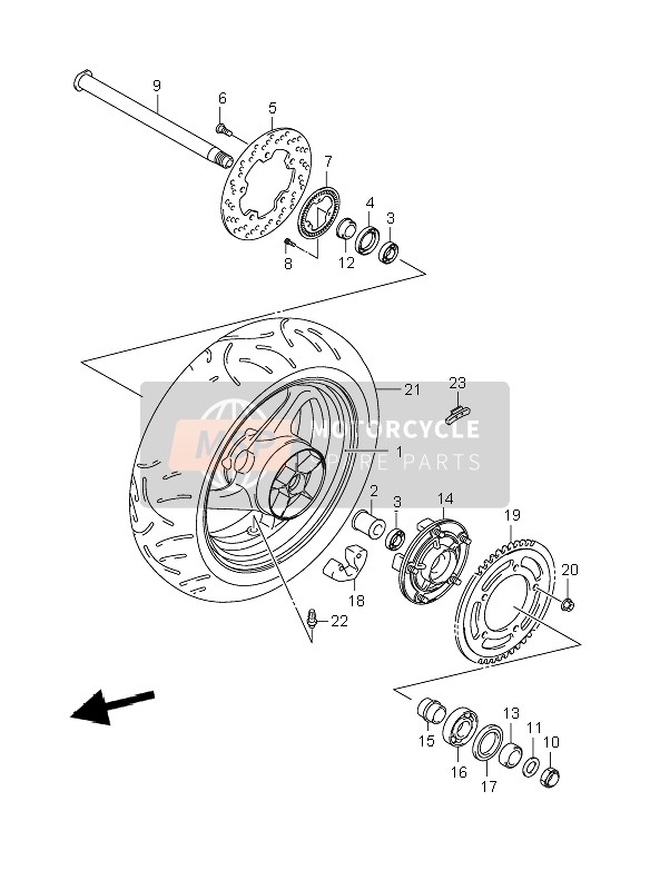 6411144G10YMY, Wheel, Rear  (17M/CXMT5.50) (Silver), Suzuki, 0