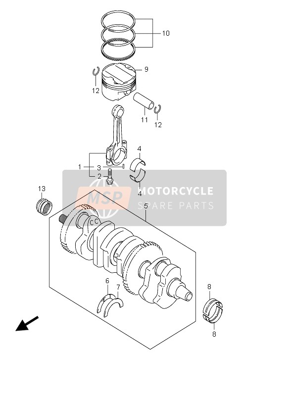 Suzuki GSX1300RZ HAYABUSA 2007 Crankshaft for a 2007 Suzuki GSX1300RZ HAYABUSA