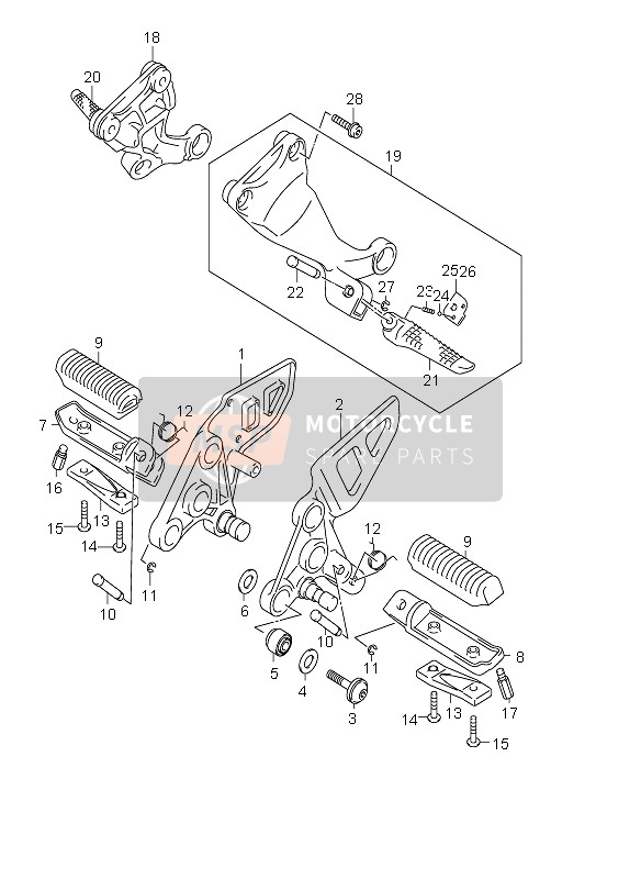 Suzuki GSX1300RZ HAYABUSA 2007 Footrest for a 2007 Suzuki GSX1300RZ HAYABUSA