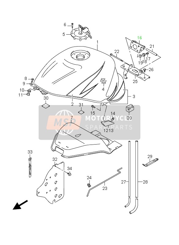 Suzuki GSX1300RZ HAYABUSA 2007 Fuel Tank (For CZZ) for a 2007 Suzuki GSX1300RZ HAYABUSA