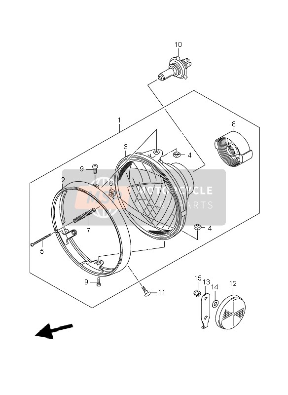 Suzuki GSX1400(Z) 2007 Ensemble de lampe frontale (E24) pour un 2007 Suzuki GSX1400(Z)