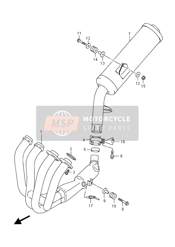 Suzuki GSF650(S)(A)(SA) BANDIT 2012 Silenciador para un 2012 Suzuki GSF650(S)(A)(SA) BANDIT