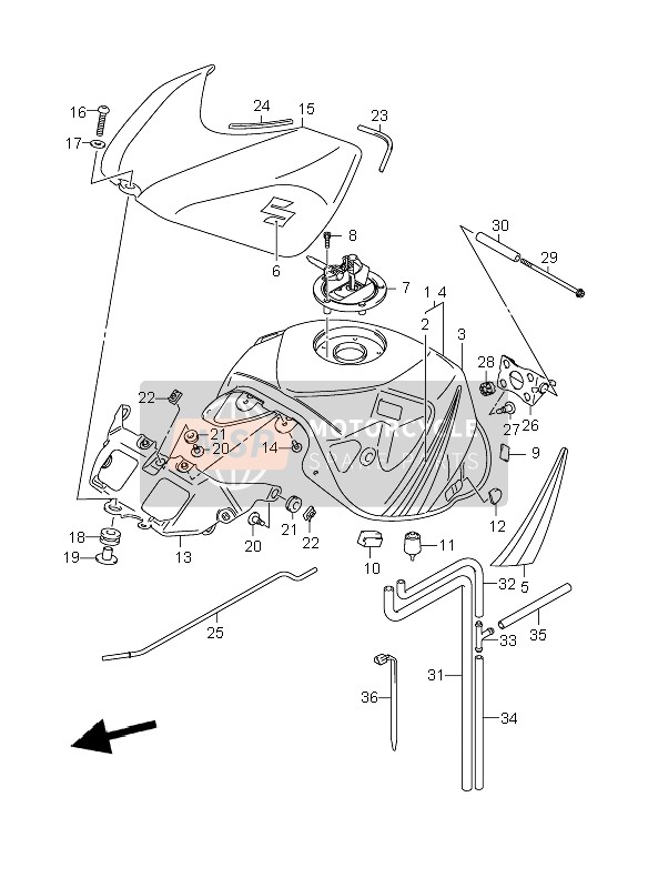 4429101H00YBA, Cover, Tank Front (Blue), Suzuki, 0