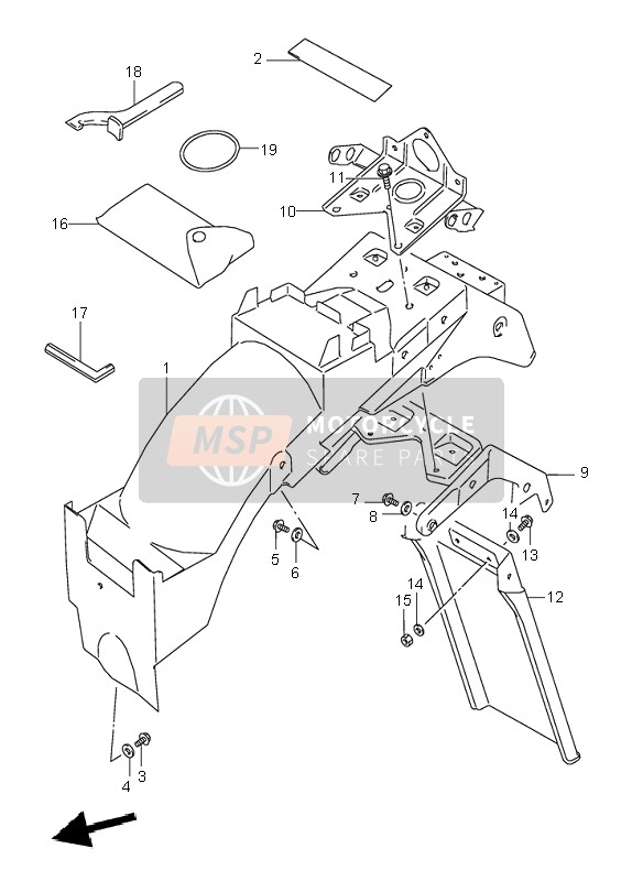 Suzuki GSX600F 1996 Garde-boue arrière pour un 1996 Suzuki GSX600F