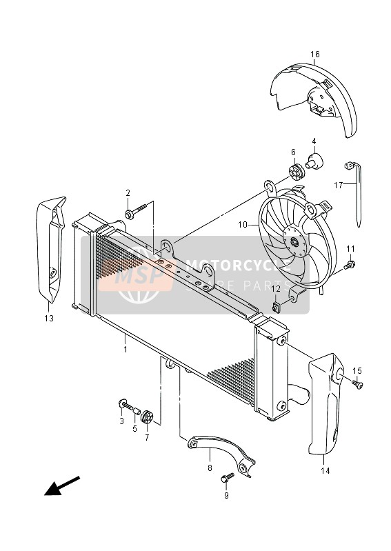 Suzuki GSF650(S)(A)(SA) BANDIT 2012 Radiateur pour un 2012 Suzuki GSF650(S)(A)(SA) BANDIT