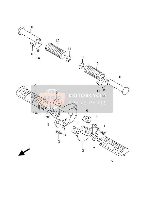 Suzuki GZ125 MARAUDER 2007 Poggiapiedi per un 2007 Suzuki GZ125 MARAUDER