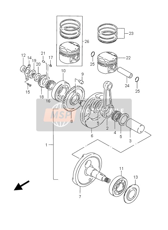 Suzuki GZ250 MARAUDER 2007 Crankshaft for a 2007 Suzuki GZ250 MARAUDER