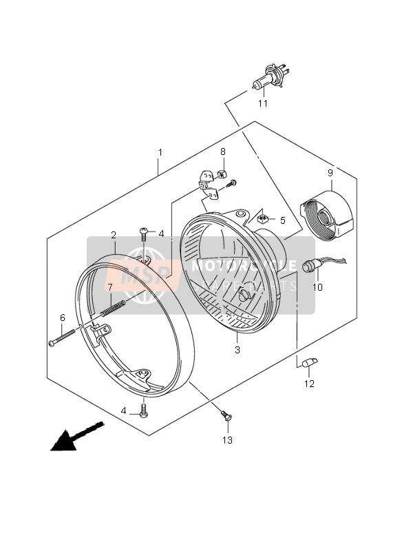 Suzuki SV650(N)(S)(NA)(SA) 2007 Lampe Frontale (SV650-A-U) pour un 2007 Suzuki SV650(N)(S)(NA)(SA)