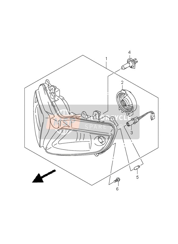 Suzuki SV650(N)(S)(NA)(SA) 2007 Koplamp (SV650S-SA-SU-SUA) voor een 2007 Suzuki SV650(N)(S)(NA)(SA)