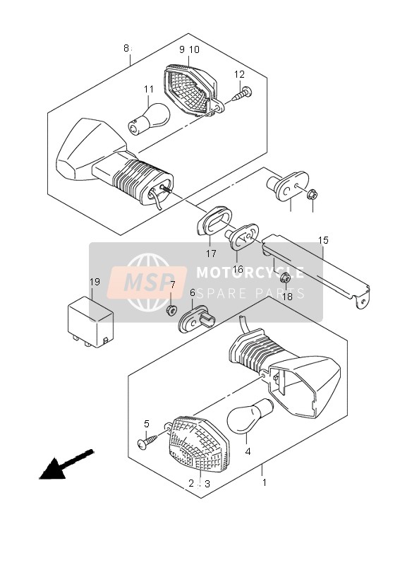 Suzuki SV650(N)(S)(NA)(SA) 2007 Turn Signal Lamp (SV650-U-A-UA) for a 2007 Suzuki SV650(N)(S)(NA)(SA)