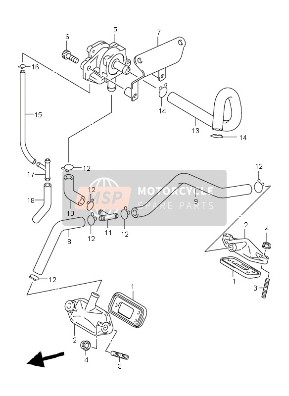 Suzuki VL125 INTRUDER 2000 SEKUNDÄRLUFT (E18) für ein 2000 Suzuki VL125 INTRUDER