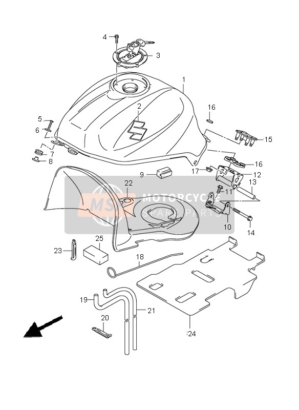 Suzuki SV650(N)(S)(NA)(SA) 2007 Fuel Tank for a 2007 Suzuki SV650(N)(S)(NA)(SA)