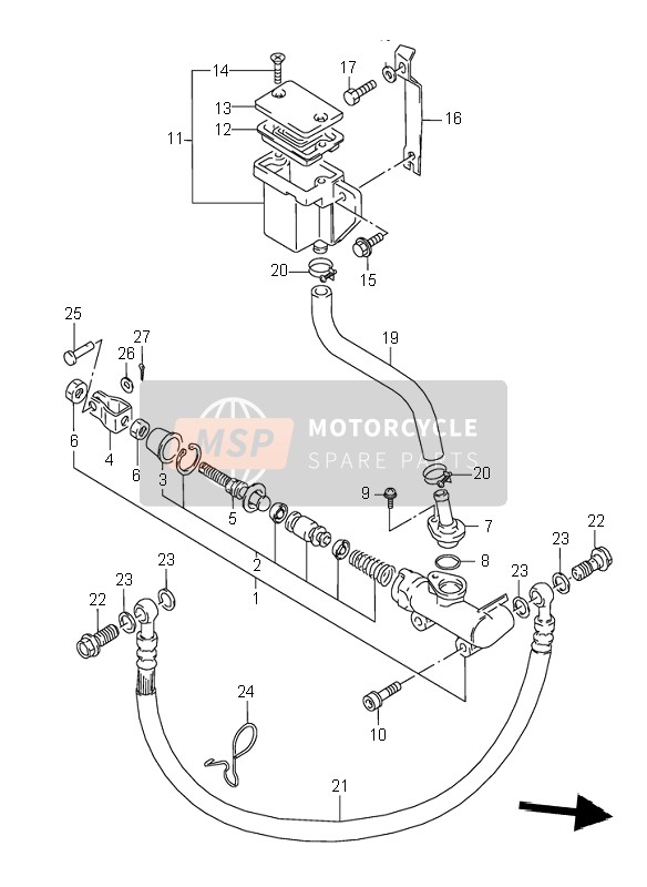 Suzuki GSX600F 1996 Maître-cylindre arrière pour un 1996 Suzuki GSX600F