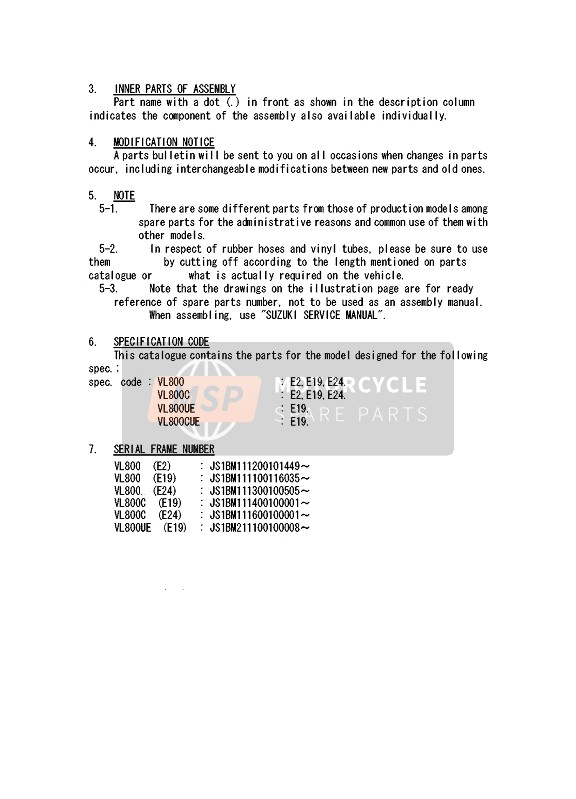 Suzuki VL800(C) VOLUSIA 2007 Preface 1 for a 2007 Suzuki VL800(C) VOLUSIA