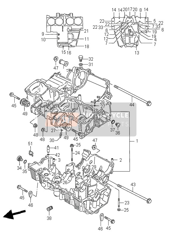 Suzuki GSX750F 1996 Crankcase for a 1996 Suzuki GSX750F