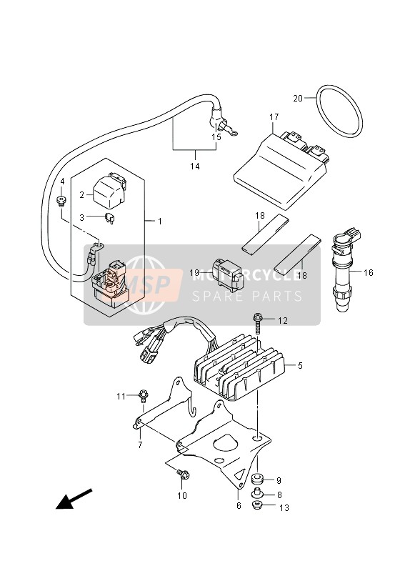 Suzuki GSF650(S)(A)(SA) BANDIT 2012 Elektrisch (GSF650A) voor een 2012 Suzuki GSF650(S)(A)(SA) BANDIT