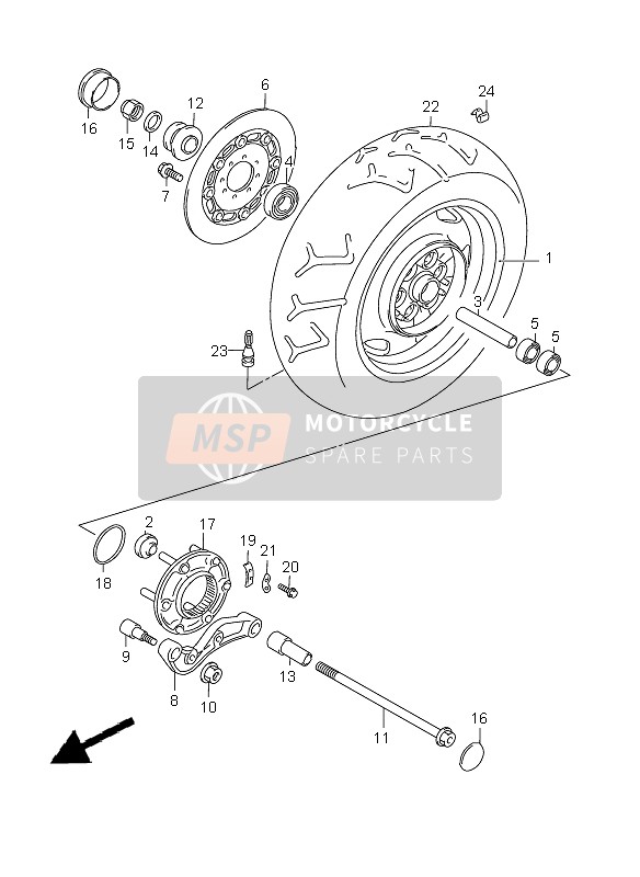 Suzuki VL1500 INTRUDER LC 2007 Rueda trasera para un 2007 Suzuki VL1500 INTRUDER LC