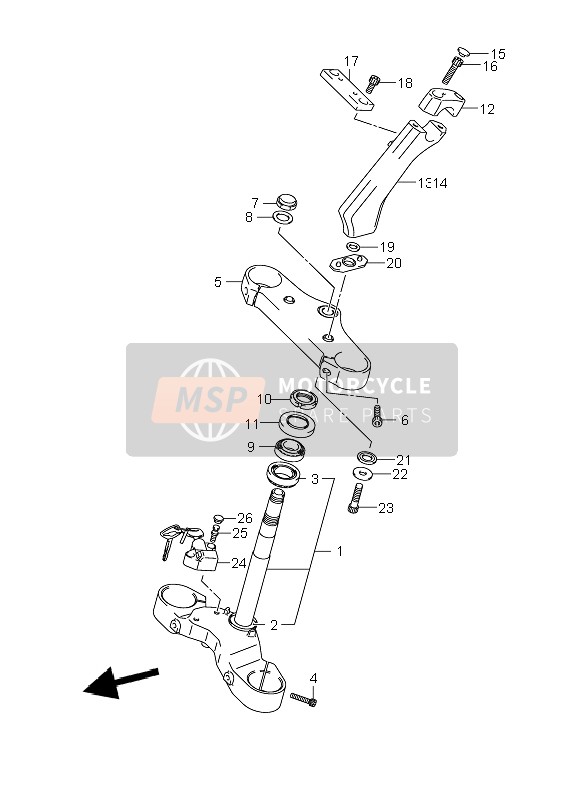 Suzuki VZR1800R(Z) (M1800) INTRUDER 2007 Tige de direction pour un 2007 Suzuki VZR1800R(Z) (M1800) INTRUDER