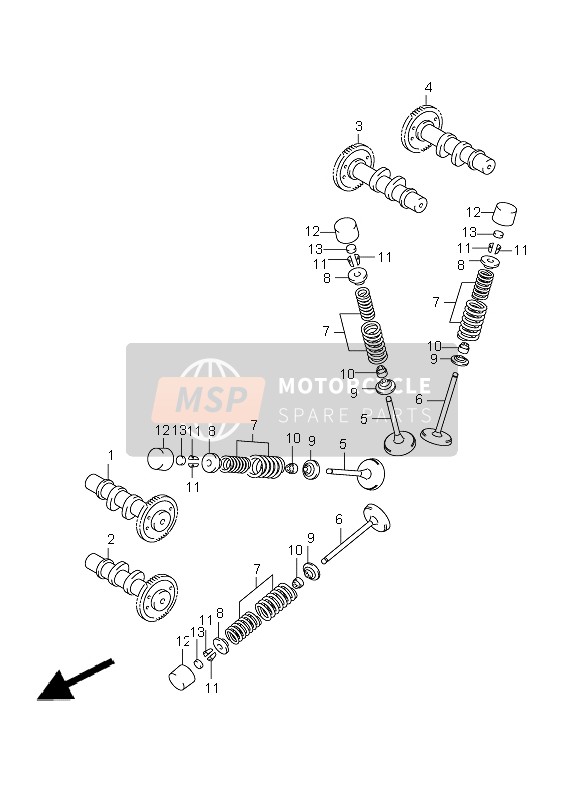 Suzuki DL650A V-STROM 2008 Albero A Camme & Valvola per un 2008 Suzuki DL650A V-STROM