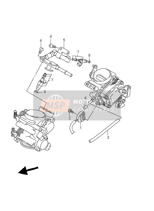 Suzuki DL1000 V-STROM 2008 Fuel Delivery Pipe for a 2008 Suzuki DL1000 V-STROM