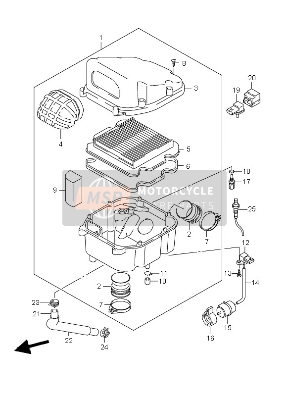 Suzuki DL1000 V-STROM 2008 Air Cleaner for a 2008 Suzuki DL1000 V-STROM